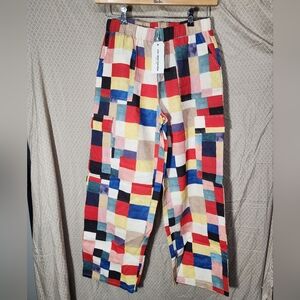 NWT sm wardrobe New York Crazy Clash Colorful Patchwork Wide Leg Women's Large